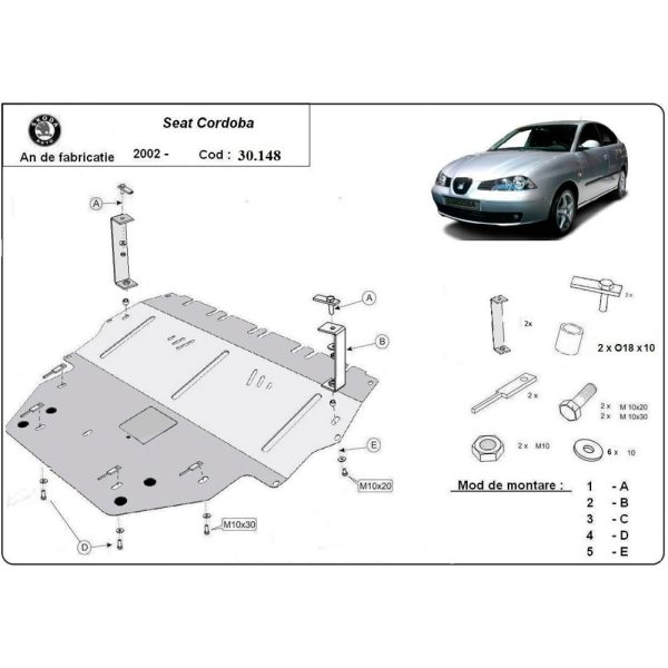 Steel Skid Plate Seat Cordoba Diesel 2002-2010