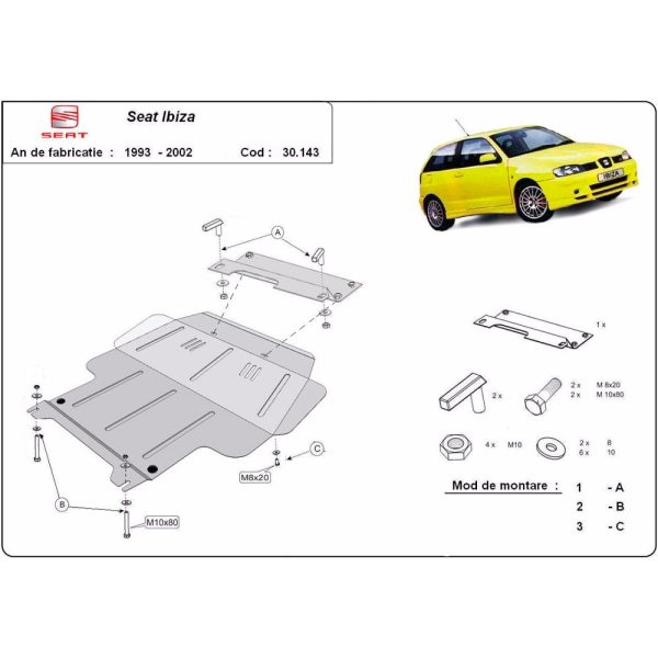 Steel Skid Plate Seat Ibiza 1993-2002