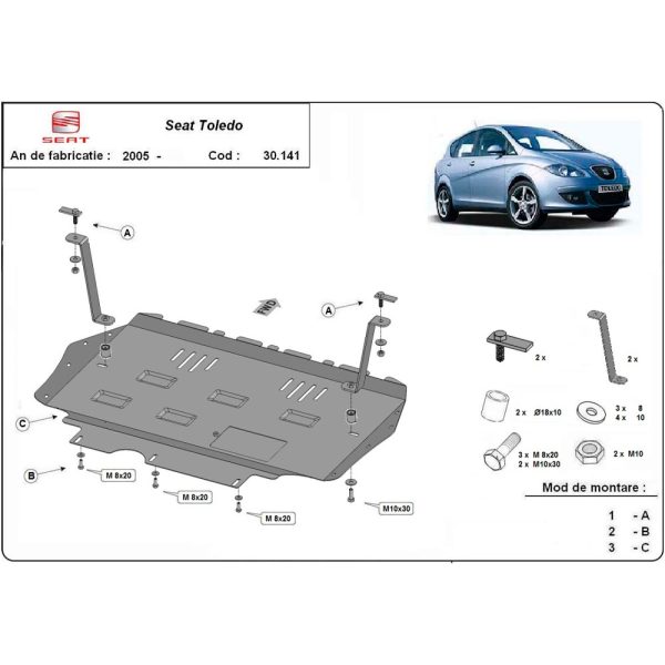 Steel Skid Plate Seat Toledo 3 2005-2012