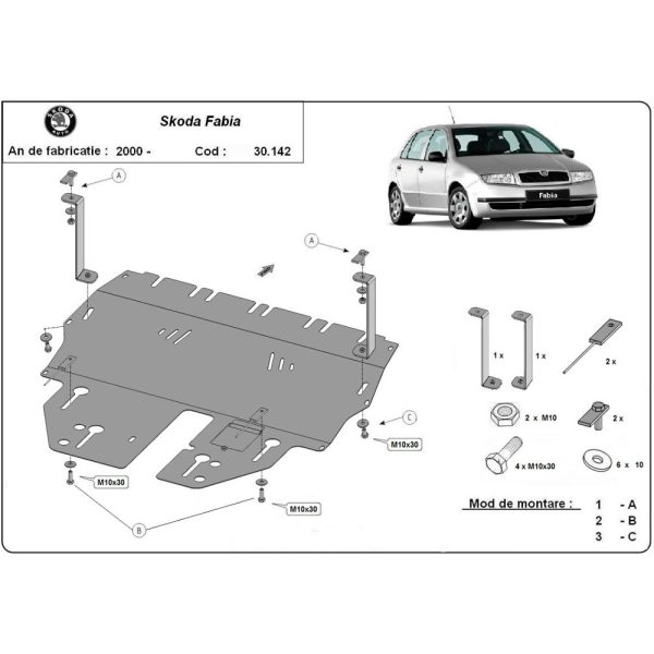 Steel Skid Plate Skoda Fabia 1 1999-2007