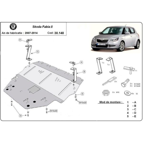 Steel Skid Plate Skoda Fabia 2 Diesel 2007-2014