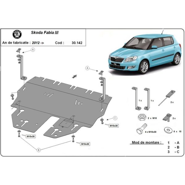 Steel Skid Plate Skoda Fabia 3 2015-2021