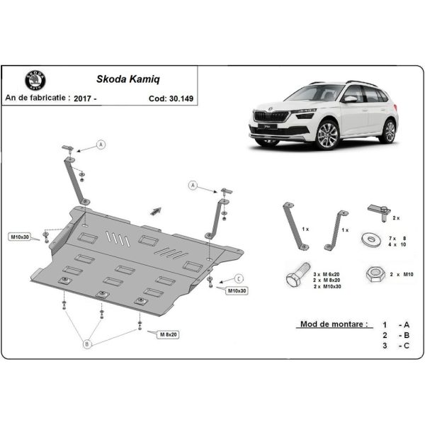 Steel Skid Plate Skoda Kamiq 2019-2023