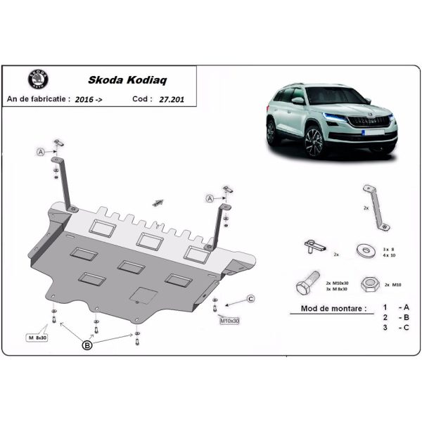 Steel Skid Plate Skoda Kodiaq 2016-2023