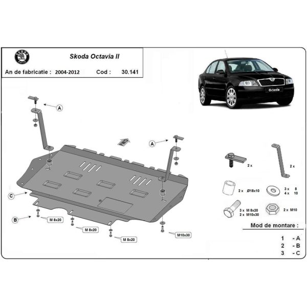 Steel Skid Plate Skoda Octavia 2 2004-2012