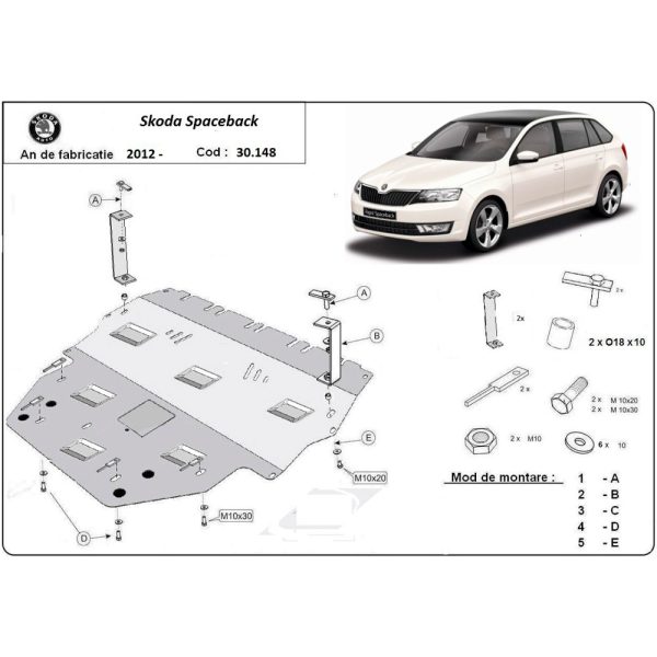 Steel Skid Plate Skoda Spaceback 2013-2019