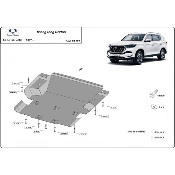 Steel Skid Plate SsangYong Rexton 2017-2023