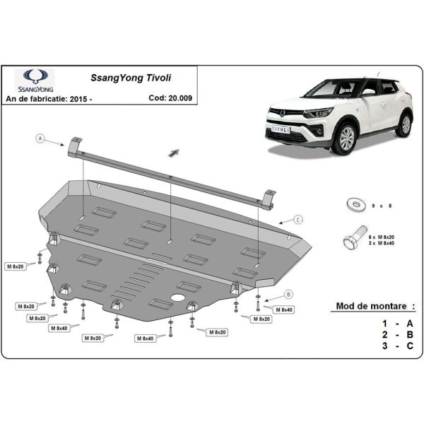 Steel Skid Plate SsangYong Tivoli 2015-2023