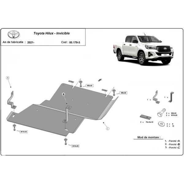 Steel Differential Skid Plate Toyota Hilux Invincible 2021-2023