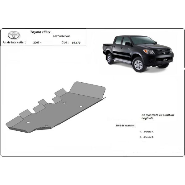 Steel Fuel Tank Skid Plate Toyota Hilux 2004-2015