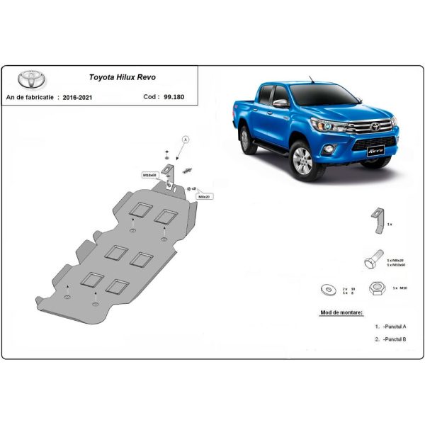 Steel Fuel Tank Skid Plate Toyota Hilux Revo 2016-2023