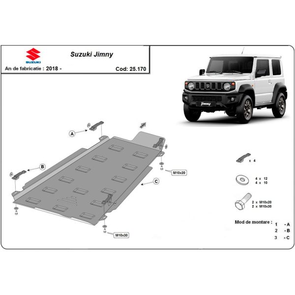 Steel Gearbox And Transfer Case Skid Plate Suzuki Jimny 2018-2023