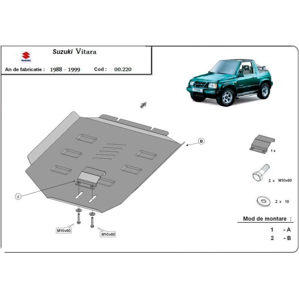 Steel Gearbox Skid Plate Suzuki Vitara 1988-1999