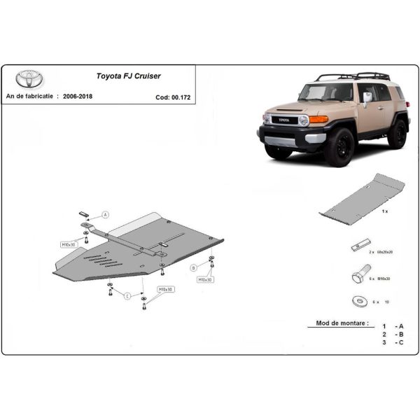 Steel Gearbox Skid Plate Toyota FJ Cruiser 2006-2018