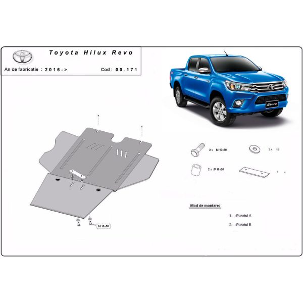 Steel Gearbox Skid Plate Toyota Hilux Revo 2016-2023