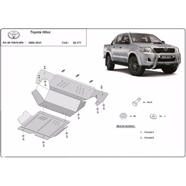 Steel Skid Plate, Engine And The Radiator Toyota Hilux 2004-2015