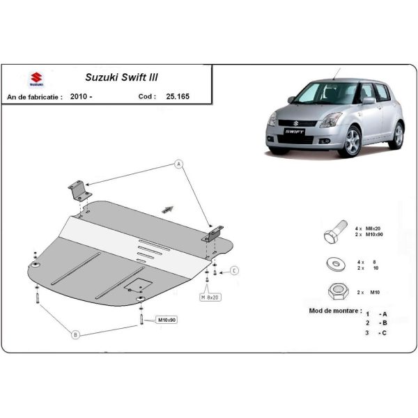 Steel Skid Plate Suzuki Swift 3 2010-2017