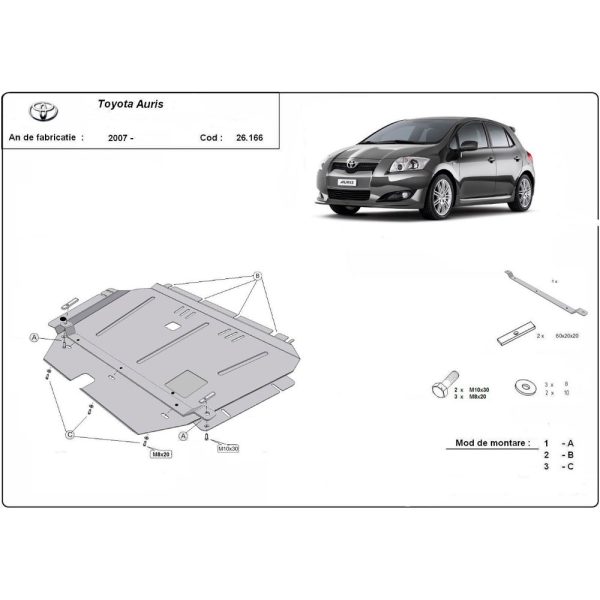 Steel Skid Plate Toyota Auris 2007-2012