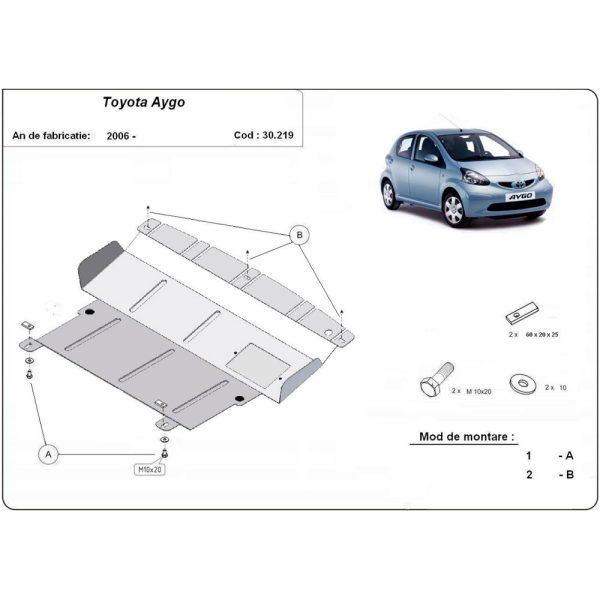 Steel Skid Plate Toyota Aygo AB10 2005-2014