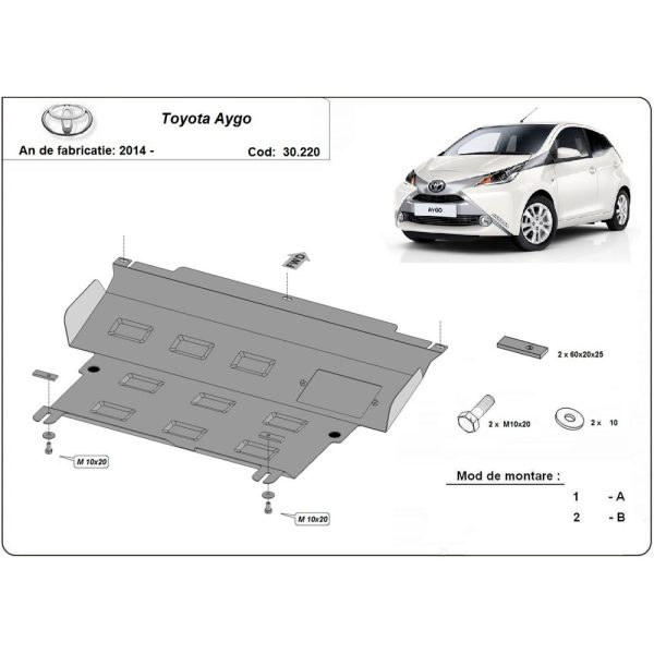 Steel Skid Plate Toyota Aygo AB40 2014-2022