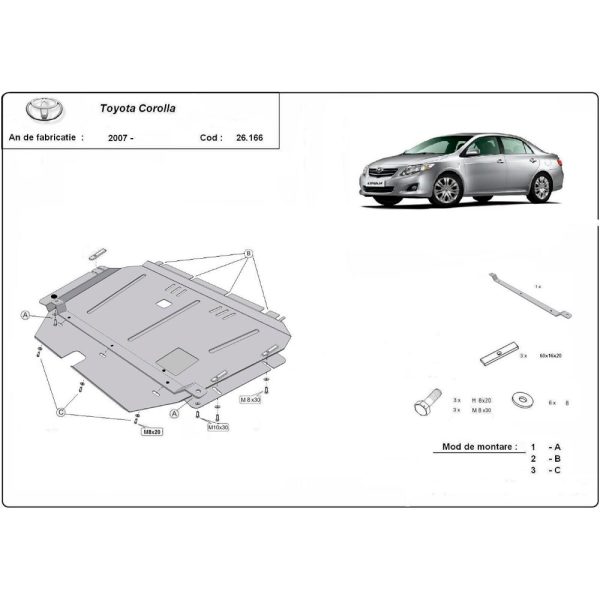 Steel Skid Plate Toyota Corolla 2007-2012