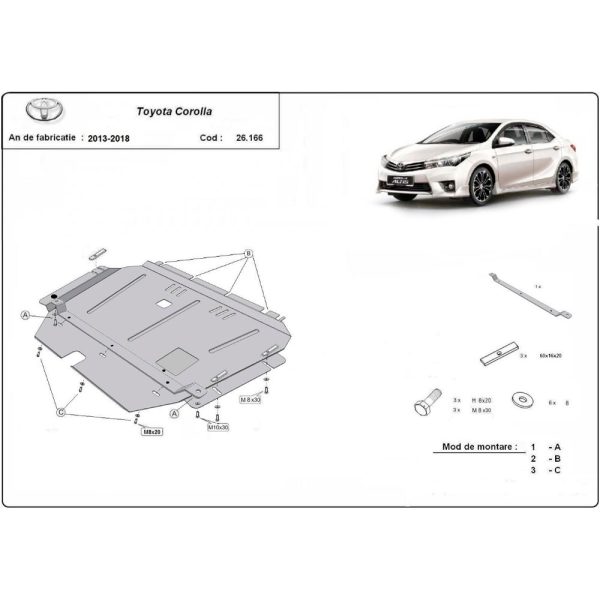 Steel Skid Plate Toyota Corolla 2013-2018