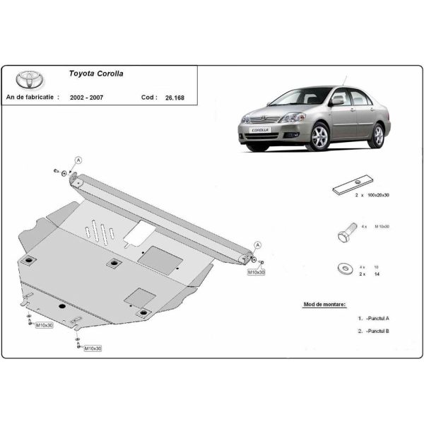 Steel Skid Plate Toyota Corolla E120-E130 2002-2007