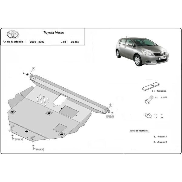 Steel Skid Plate Toyota Corolla Verso 2002-2008