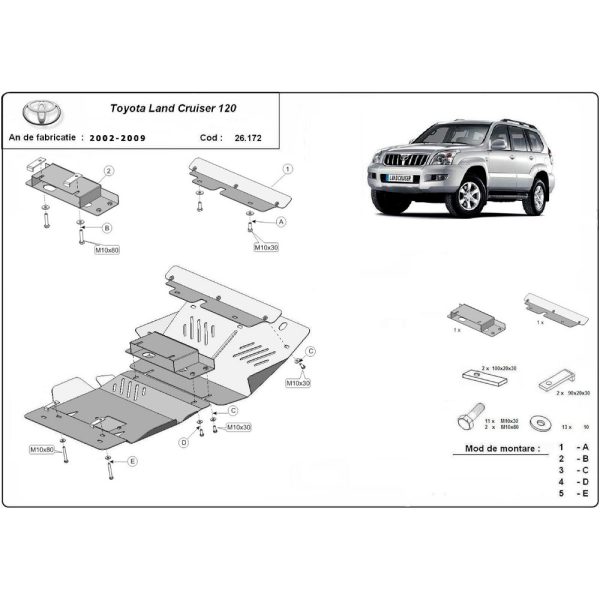 Steel Skid Plate Toyota Land Cruiser J120 2002-2009