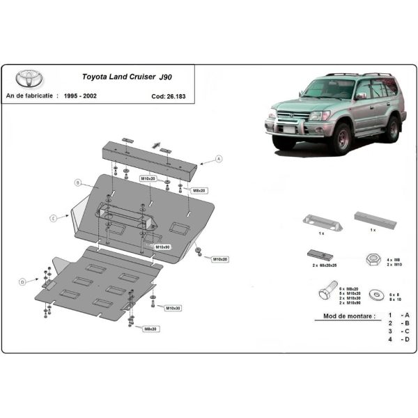 Steel Skid Plate Toyota Land Cruiser J90 1995-2002