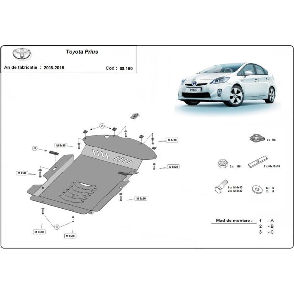 Steel Catalytic Converter Skid Plate Toyota Prius 3 2008-2015