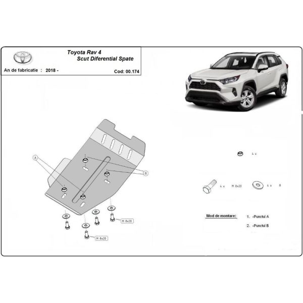 Steel Differential Skid Plate Toyota Rav4 2018-2023