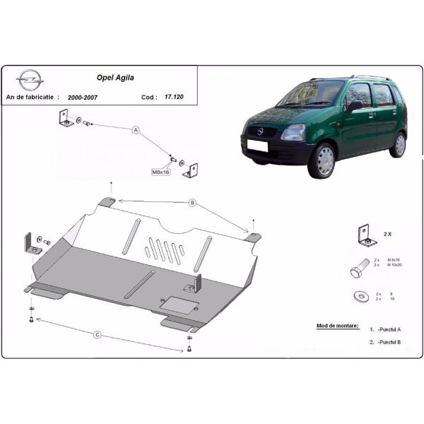 Steel Skid Plate Opel Agila H00 2000-2007