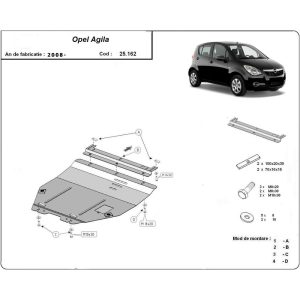 Steel Skid Plate Opel Agila H08 2007-2014