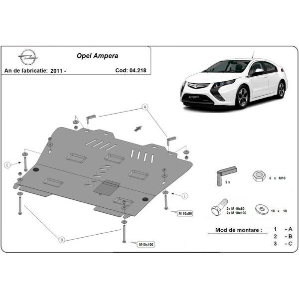 Steel Skid Plate Opel Ampera 2011-2019