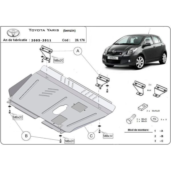 Steel Skid Plate Toyota Yaris Petrol 2005-2011