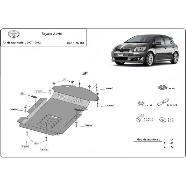 Steel Catalytic Converter Skid Plate Toyota Auris 2007-2012