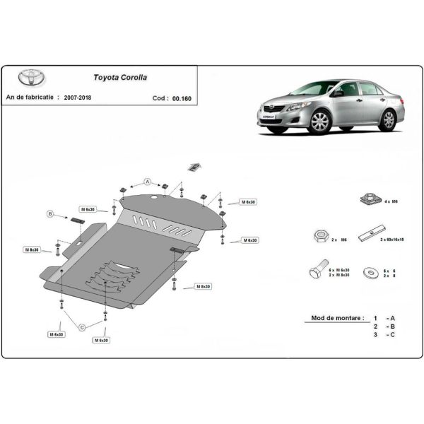 Steel Catalytic Converter Skid Plate Toyota Corolla 2007-2018