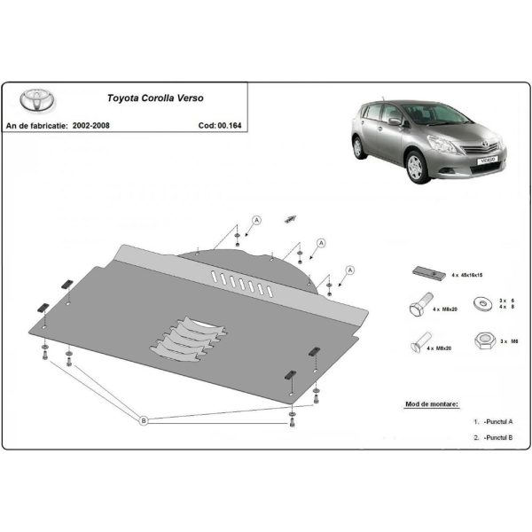 Steel Catalytic Converter Skid Plate Toyota Corolla Verso 2002-2008