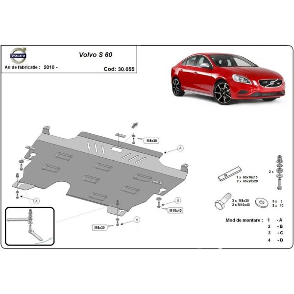 Steel Skid Plate, Engine And The Gearbox Volvo S60 2010-2018