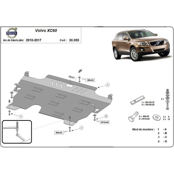 Steel Skid Plate, Engine And The Gearbox Volvo XC60 2009-2017