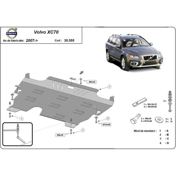 Steel Skid Plate, Engine And The Gearbox Volvo XC70 2007-2016