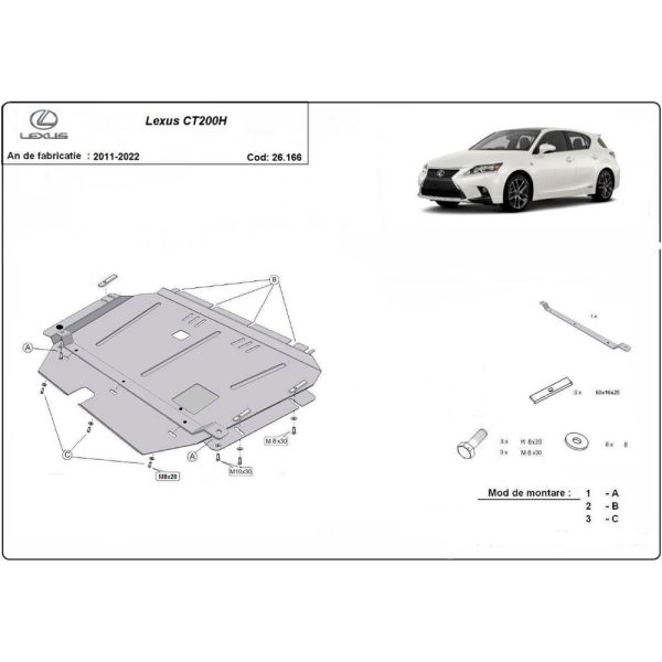 Steel Skid Plate Lexus CT200H 2011-2022