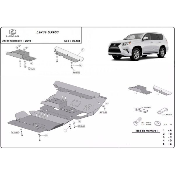 Steel Skid Plate Lexus GX460 2010-2023