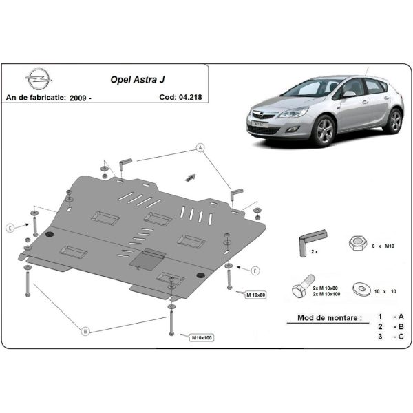 Steel Skid Plate Opel Astra J 2009-2015