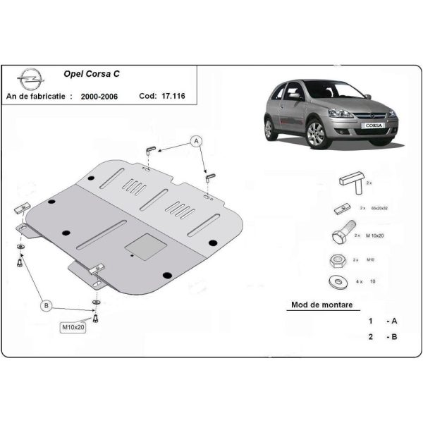 Steel Skid Plate Opel Corsa C 2000-2006