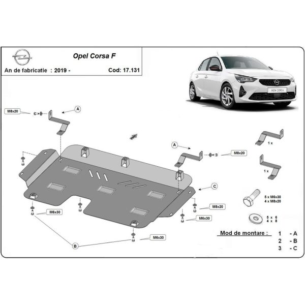 Steel Skid Plate Opel Corsa F 2019-2023