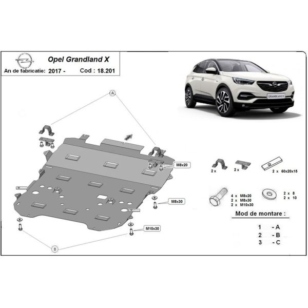 Steel Skid Plate Opel Grandland X 2017-2023