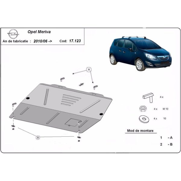 Steel Skid Plate Opel Meriva 2010-2017