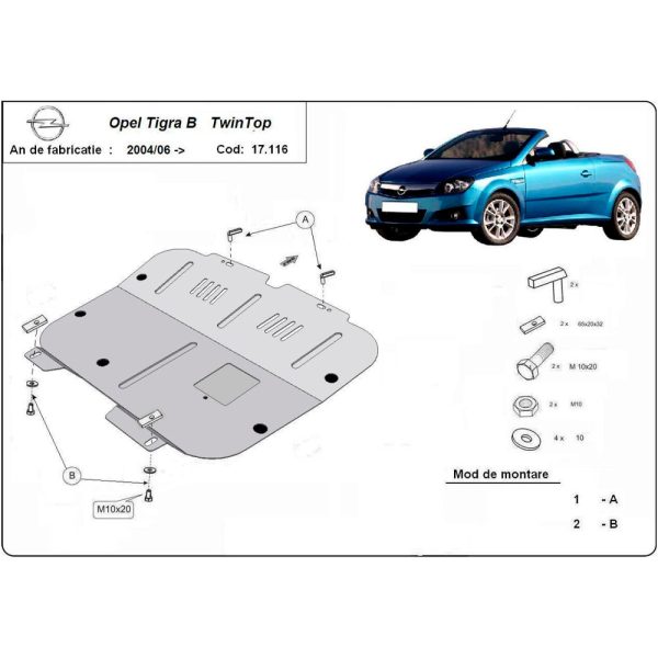 Steel Skid Plate Opel Tigra 2004-2009